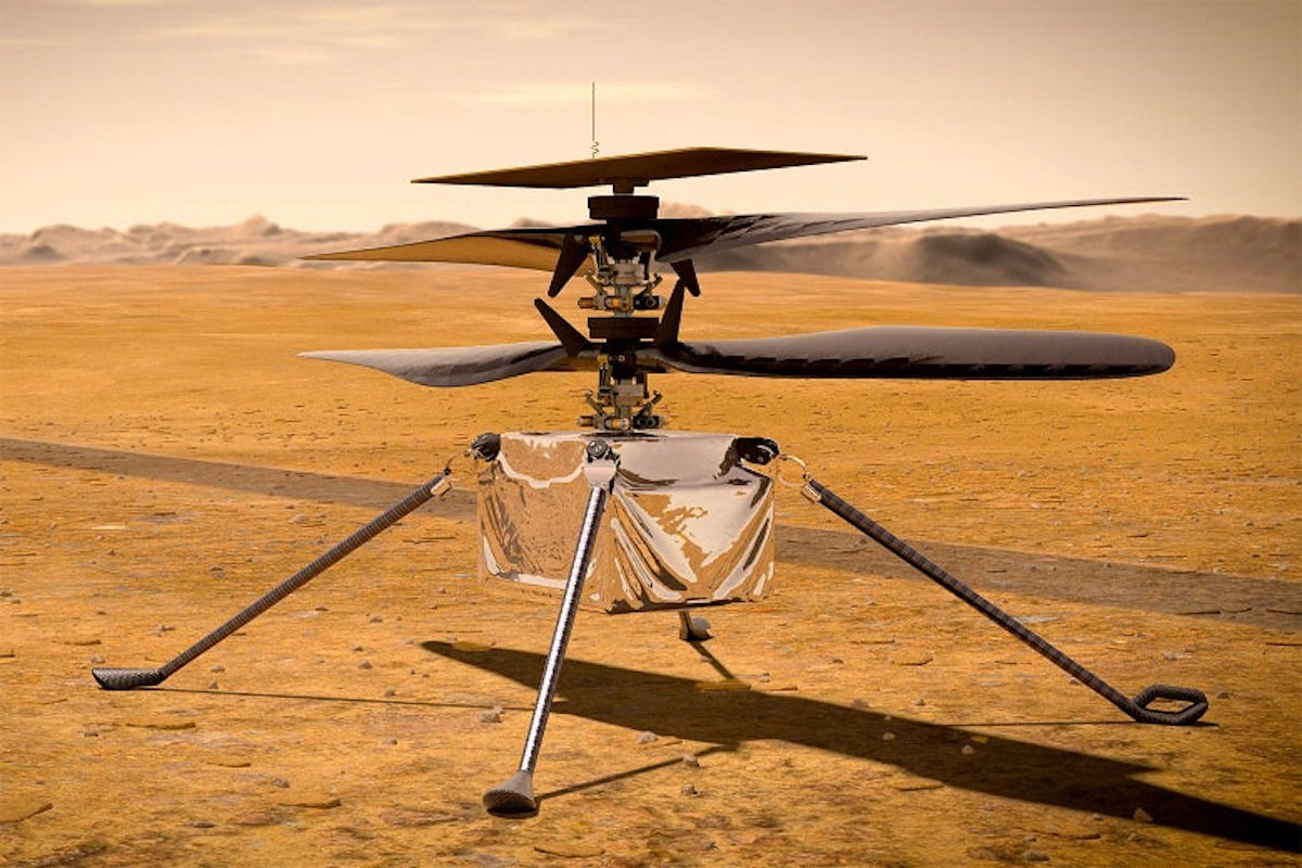 El helicóptero Ingenuity Mars va a Marte y lleva un pedazo del Wright Flyer