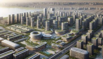 Vista panoramica di Woven City di Toyota in costruzione