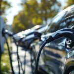 Cargadores eléctricos de Tesla en una estación de carga