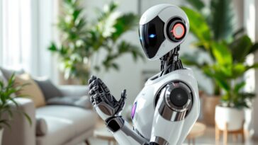 Robot umanoide Neo Gamma di 1X in un ambiente domestico