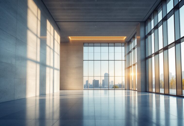 Vista del edificio Bell Works con elementi innovativi