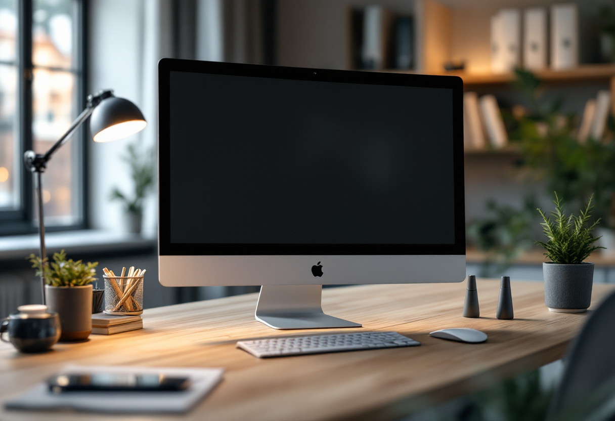 Monitor de alta calidad en un espacio de trabajo en casa
