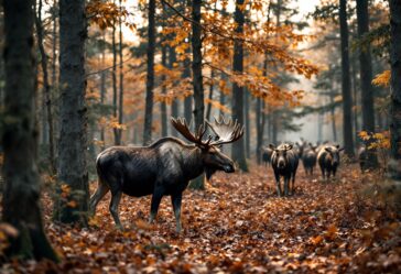 Alces migrando en un paisaje natural impresionante