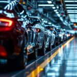 Logo Tesla con grafico di vendite in calo