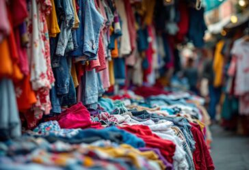 Mujer vendiendo ropa usada en una plataforma online