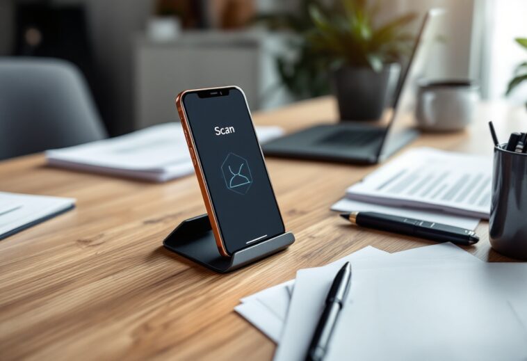 iPhone con app iScanner per scansioni portatili