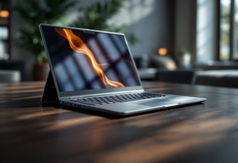Lenovo Yoga 9 en uso, mostrando su diseño moderno