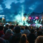 Persona con protecciones auditivas en un concierto