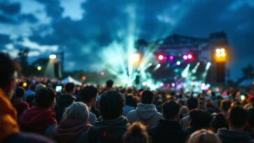 Persona con protecciones auditivas en un concierto