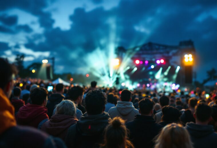 Persona con protecciones auditivas en un concierto