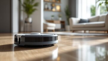 Robot aspiratore Roborock in azione su un pavimento