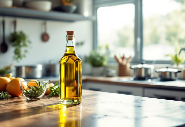 Sam Altman utilizando aceite de oliva en una receta