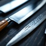 Set di eleganti cuchillos japoneses per la cucina