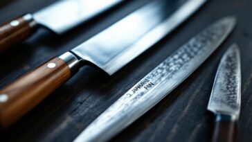 Set di eleganti cuchillos japoneses per la cucina