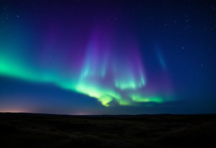 Immagine di auroras boreales nel cielo notturno