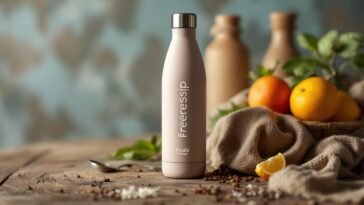 Botella de agua Owala FreeSip en un entorno natural