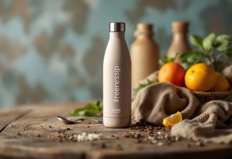 Botella de agua Owala FreeSip en un entorno natural