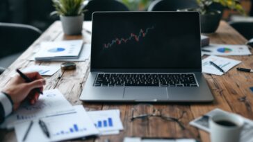 Persona usando una app para invertir en acciones