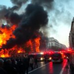 incendio a madrid unintera strada in fiamme 1762065084