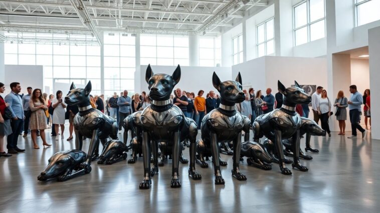 innovadora instalacion de beeple con perros roboticos en art basel miami 1764991345