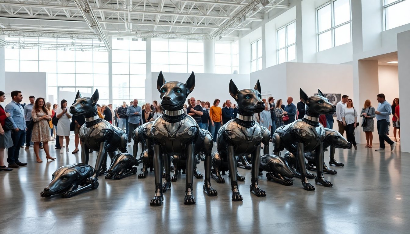 Innovadora instalación de Beeple con perros robóticos en Art Basel Miami