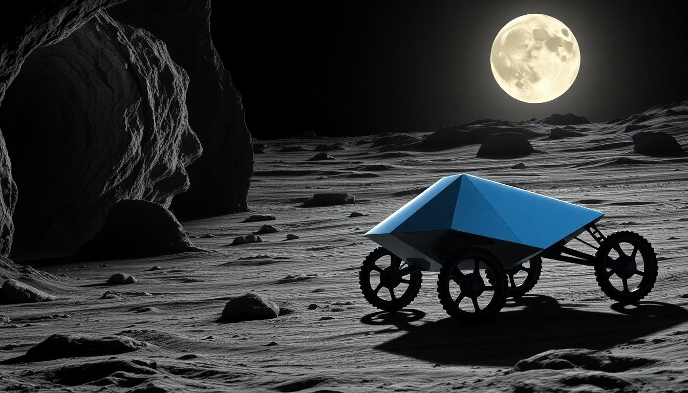 Rueda Origami Innovadora: Exploración de Cuevas Lunares al Estilo Futurista