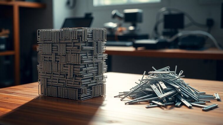 Materiales adaptativos inspirados en grapas entrelazadas